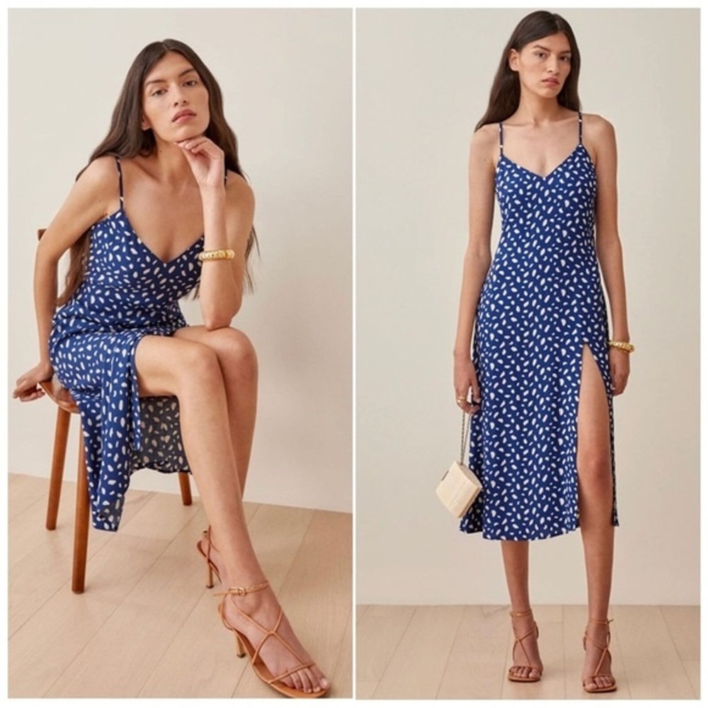 Blue and White Reformation Dress US Size 2